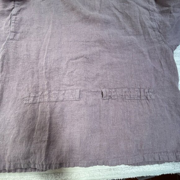 Clio Women's Button Down V-Neck Linen Casual Top Purple Long Sleeve Lightweight - Picture 8 of 8